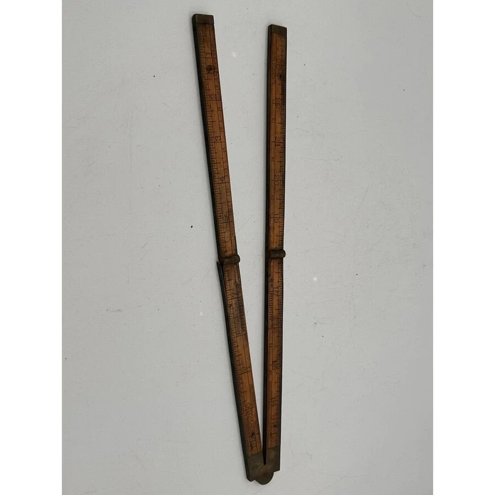 Vintage Stanley No 84 Boxwood 24 inch Folding Ruler Brass Hinges‎ & Edges